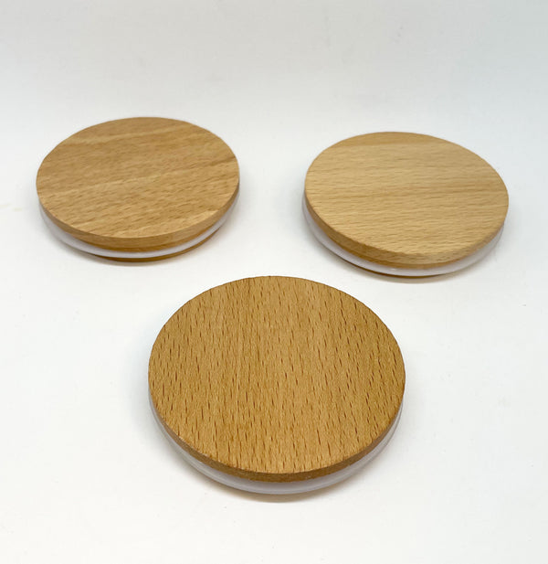 Couvercle en bois de hêtre - d 67 mm - Couvercles pour contenants de Bougies en verre