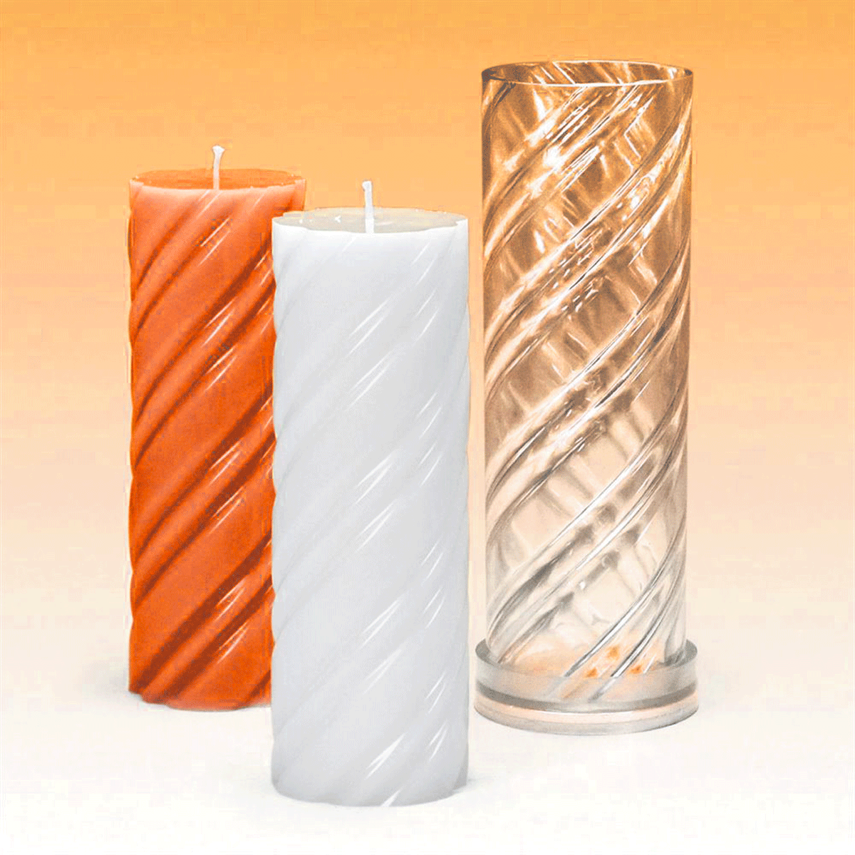 Cylindrical candle mold with 2 spirals