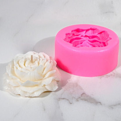 Moule rose et bougie fleur pivoine