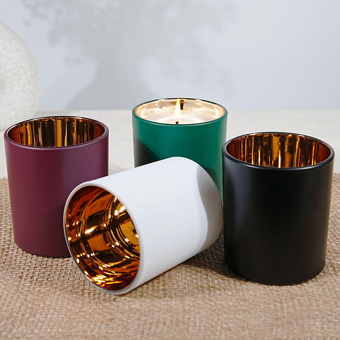 Verres à intérieur doré pour bougies en 4 couleurs